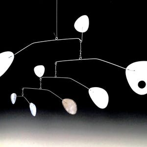 Kinetic Mobile Sculpture: Brushed Aluminum & Stainless Steel Modern Art Decor