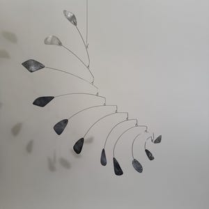 Crystalist Hanging Mobile Stainless Steel and Brushed Metal Kinetic Art Sculpture Size 20&quot;h x 17&quot;w Modern Home Decor