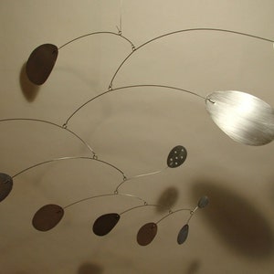 Driftwood Brass Mobile Kinetic Sculpture 011 by KUKLAstudio Art for home. Modern Interior Hanging Metal and Glass Mobile