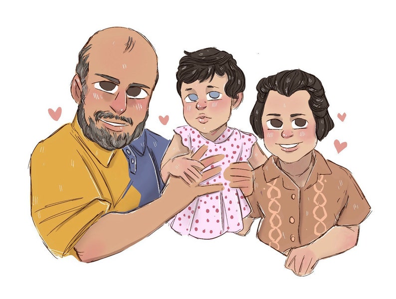 Custom cartoon couple art gift for him gift for her holidays,birthday family portrait personalized cartoon digital portrait summertime