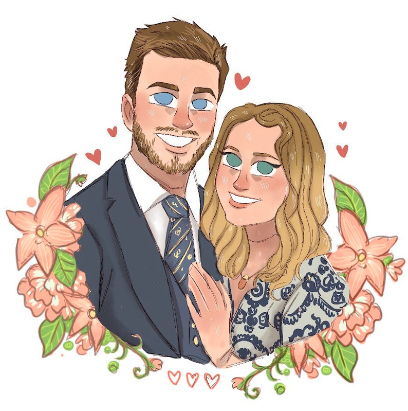 Custom cartoon couple art gift for him gift for her holidays,birthday family portrait personalized cartoon digital portrait summertime