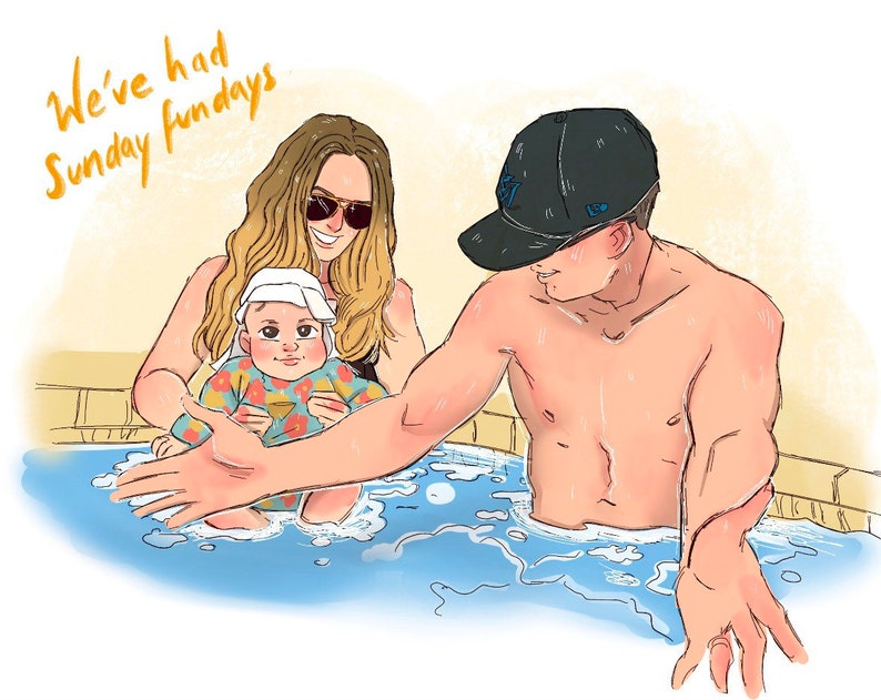Custom cartoon couple art gift for him gift for her holidays,birthday family portrait personalized cartoon digital portrait summertime