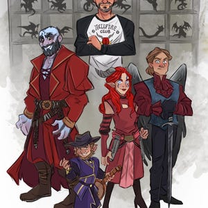 Custom fantasy DnD character adventure party commission medieval character cartoon gift for him her father's day dungeons & dragons portrait