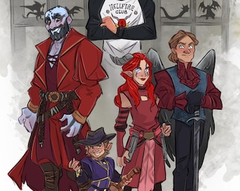 Custom fantasy DnD character adventure party commission medieval character cartoon gift for him her father's day dungeons & dragons portrait