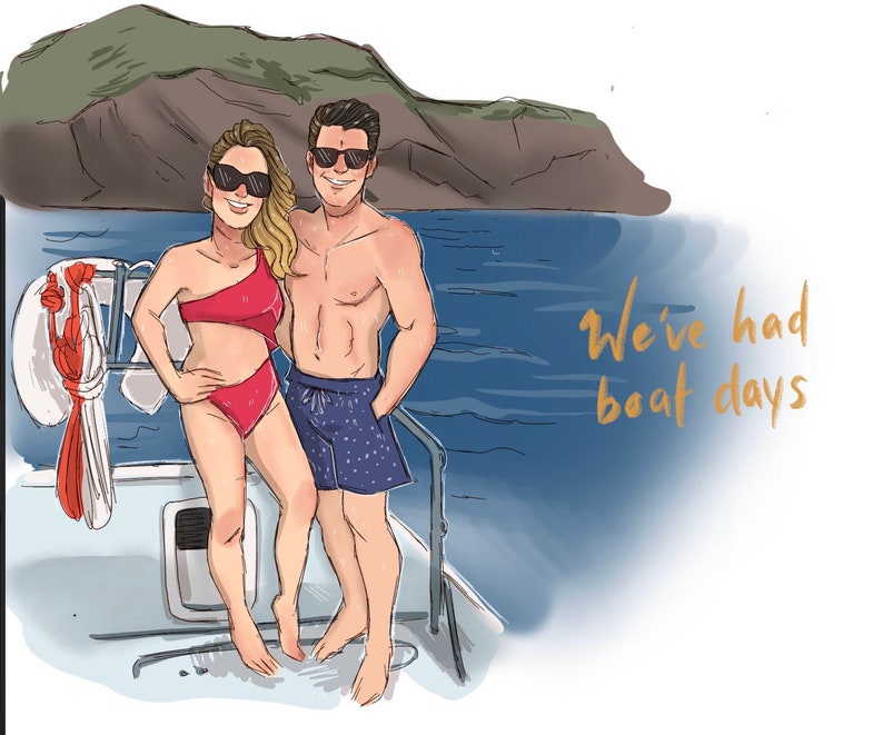 Custom cartoon couple art gift for him gift for her holidays,birthday family portrait personalized cartoon digital portrait summertime