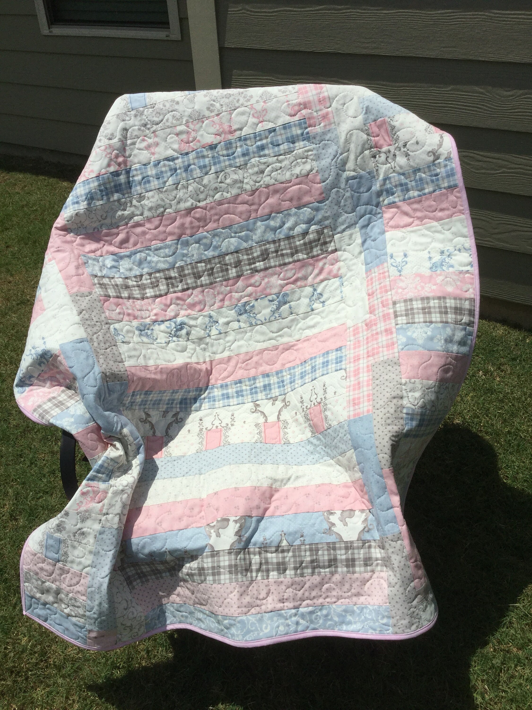 Baby Quilt for Boy or Girl in Soft Pink Blue and Gray Free Etsy