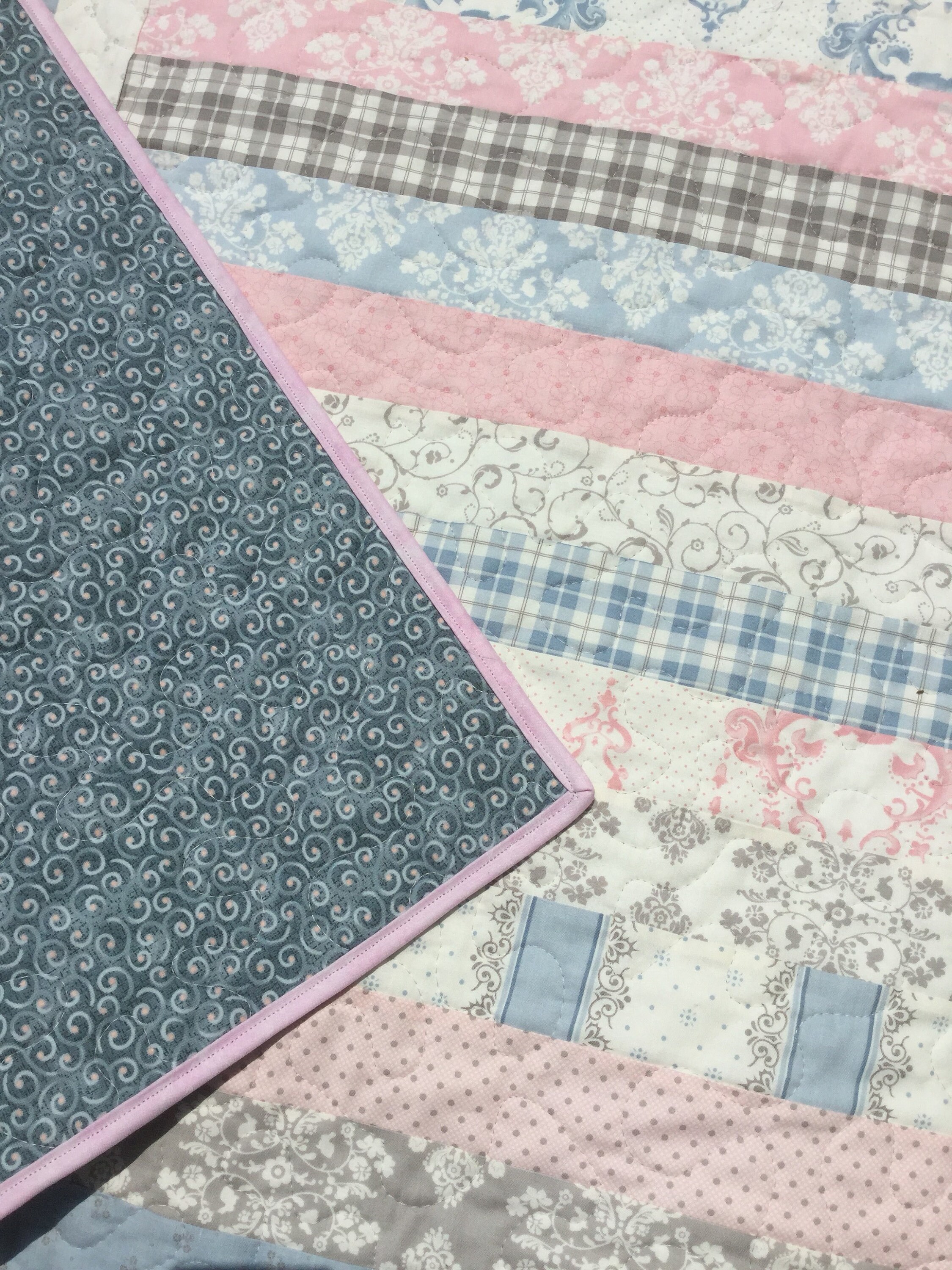 Baby Quilt for Boy or Girl in Soft Pink Blue and Gray Free Etsy