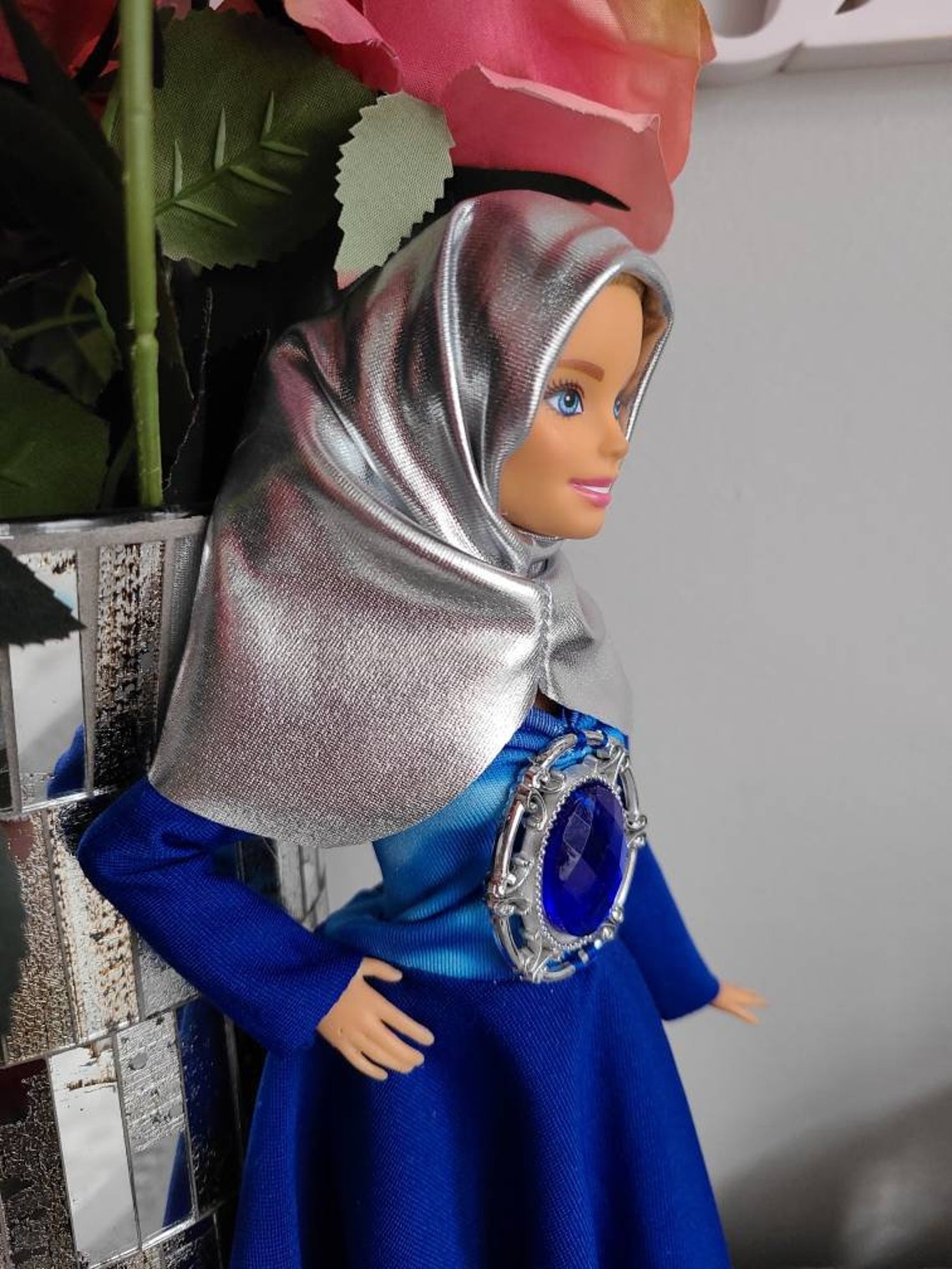 Barbie clothes silver and blue Muslim hijab doll dress | Etsy