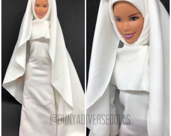 Hijab blanc Abaya Ihram Burqa niqab Hajj tenue de poupée livré avec un  tapis de prière -  France