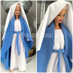 Vestido de Madre María hecho a mano, ropa musulmana modesta, católica, cristiana, ortodoxa, traje islámico, traje azul y blanco únicamente.