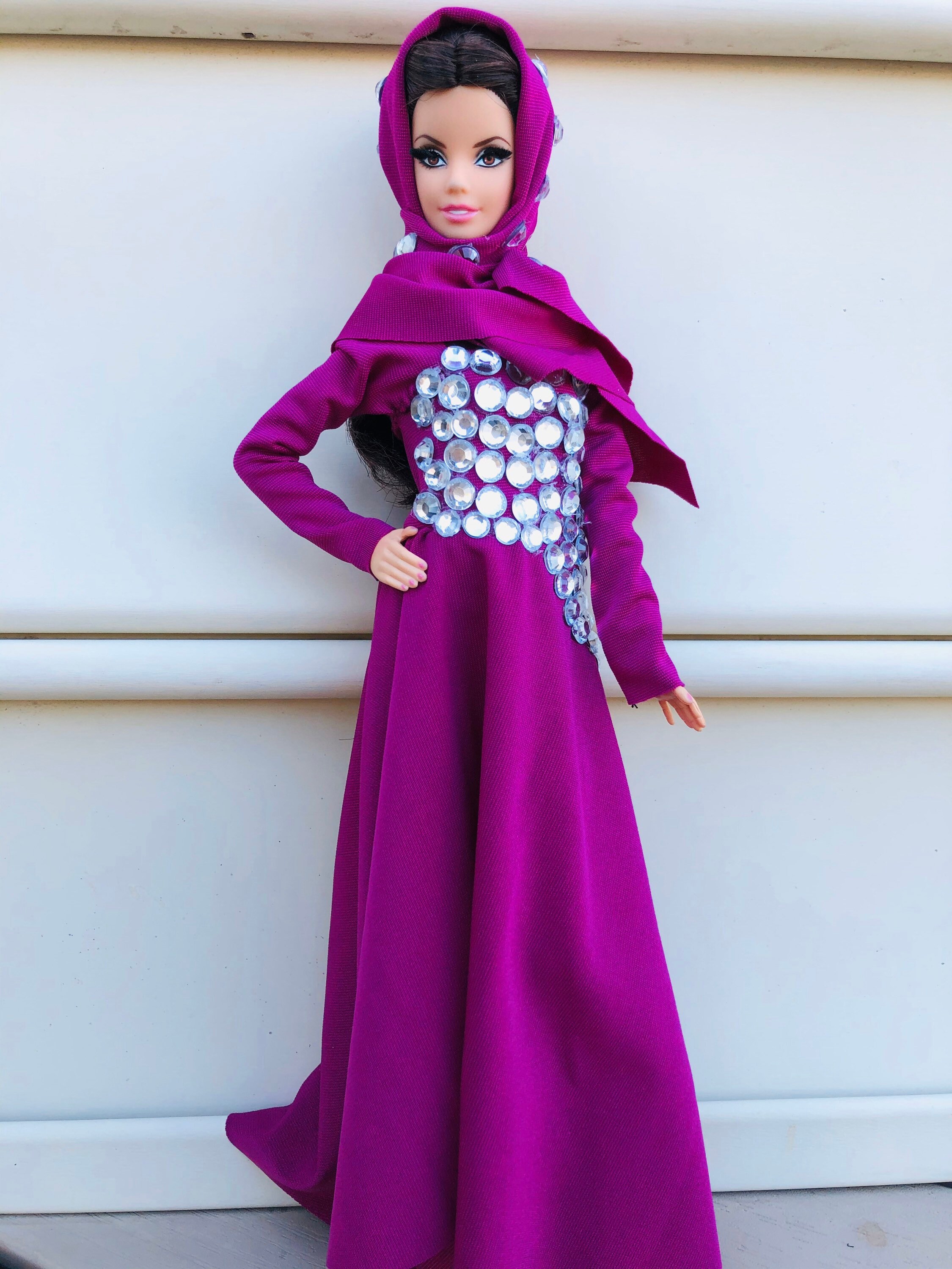 Barbie Handmade Magenta princess muslim hijab doll gown | Etsy