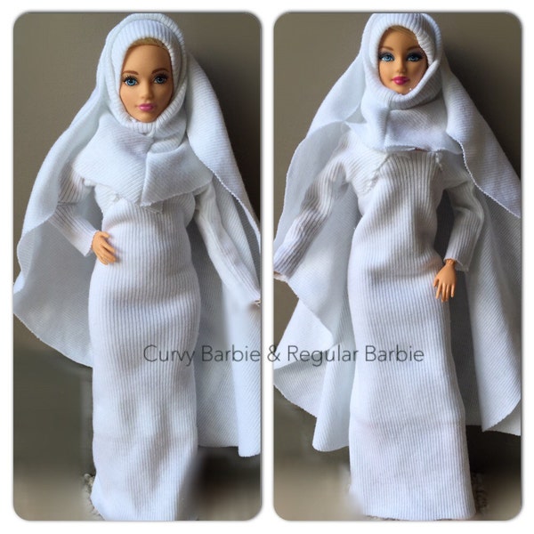 Curvy & Regular Barbie wearing Islamic Hijabi Chadar Mecca praying clothes
