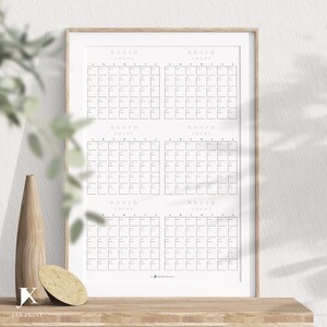 Blank Six Month Printable Vertical Calendar Planner, Minimalist Large ...