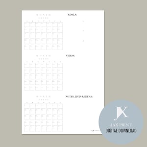 Blank Quarterly Printable Calendar Planner, Minimalist Large Wall ...