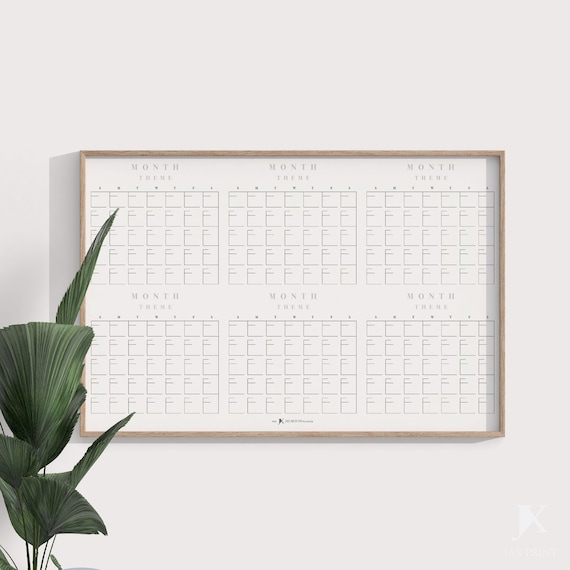Blank Six Month Printable Calendar Planner Minimalist Large | Etsy
