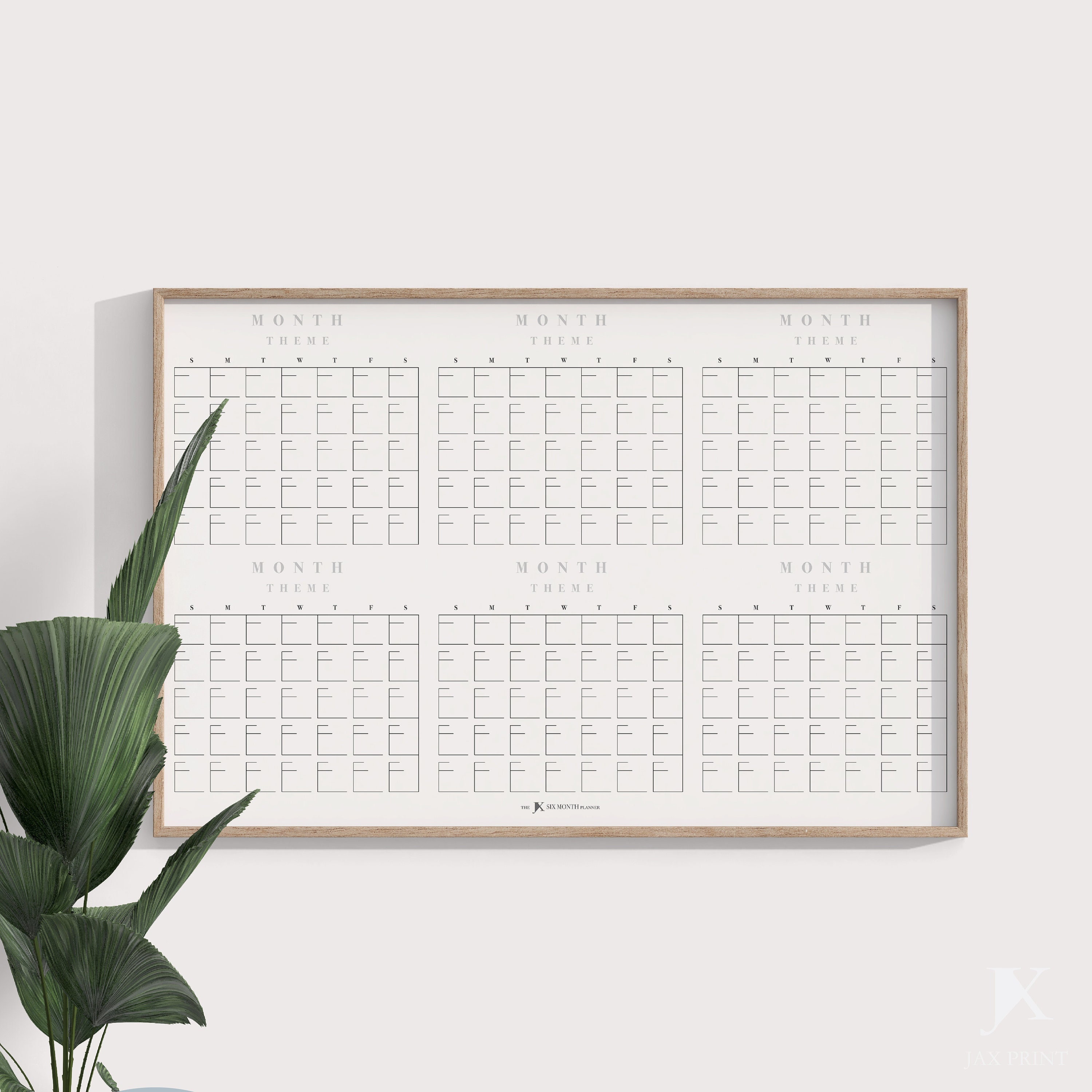 Blank Six Month Printable Calendar Planner, Minimalist Large Wall ...