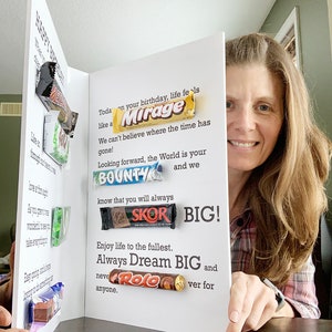 Milestone DIY Birthday Card - Oversized Chocolate Message - Chocolate Bar Card - Jumbo Birthday Chocolate Bar Card - Folding card