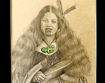 Maori Frau mit Moko Kaue