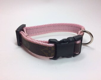 Louis Vuitton Dog Collar with LV Initials Upcycled Recycled