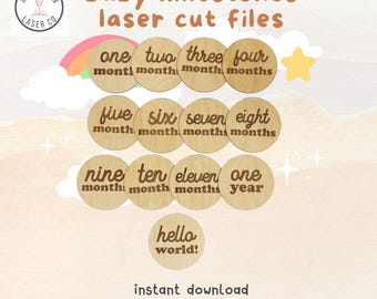 Baby Milestone SVG / Baby Monthly Milestones / Laser Cut files / Vector Files / Glowforge Cricut Shilouette / Monthly Milestone for Baby Svg