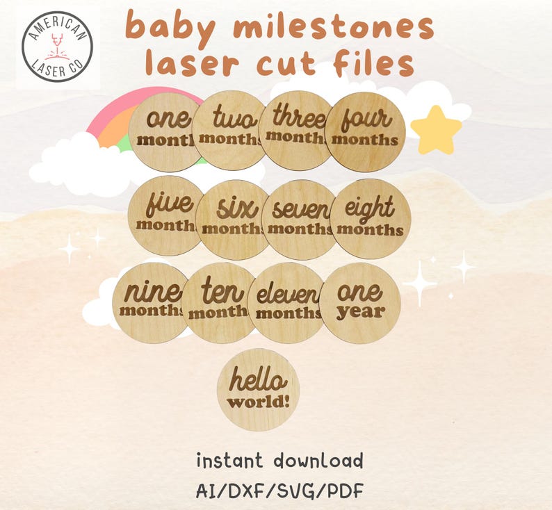 Baby Milestone SVG / Baby Monthly Milestones / Laser Cut Files / Vector ...