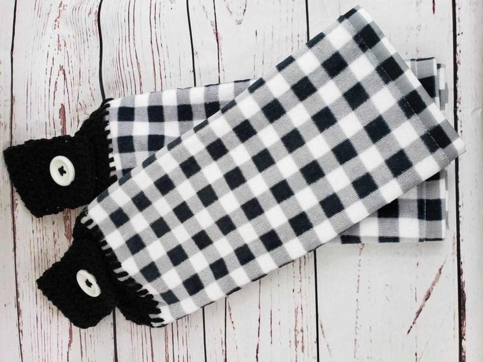 Black and White Check Towel, Double Sided Hanging Kitchen Towel ...