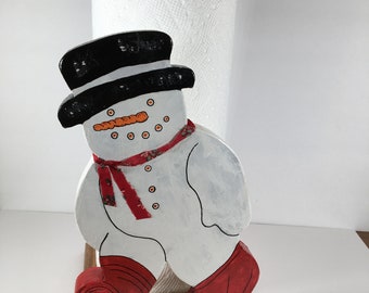 Paper towel holder snowman