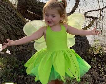 Tinkerbelle Petals Skirt Dress with built in petticoat Halloween Costume Infant Baby Toddler Girl, Tinkerbelle Tinker Bell Costume Dress