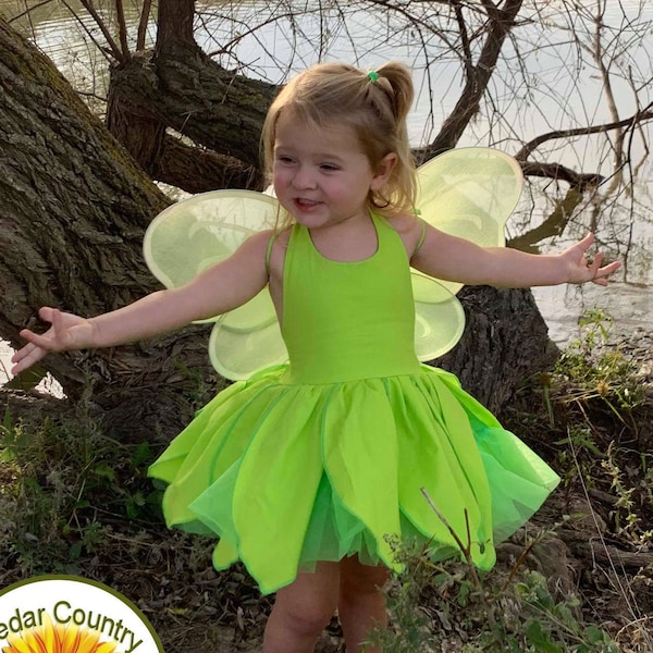 Tinkerbelle Petals Skirt Dress with built in petticoat Halloween Costume Infant Baby Toddler Girl, Tinkerbelle Tinker Bell Costume Dress