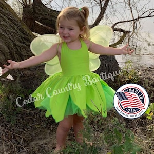 Tinkerbelle Petals Skirt Dress with built in petticoat Halloween Costume Infant Baby Toddler Girl, Tinkerbelle Tinker Bell Costume Dress