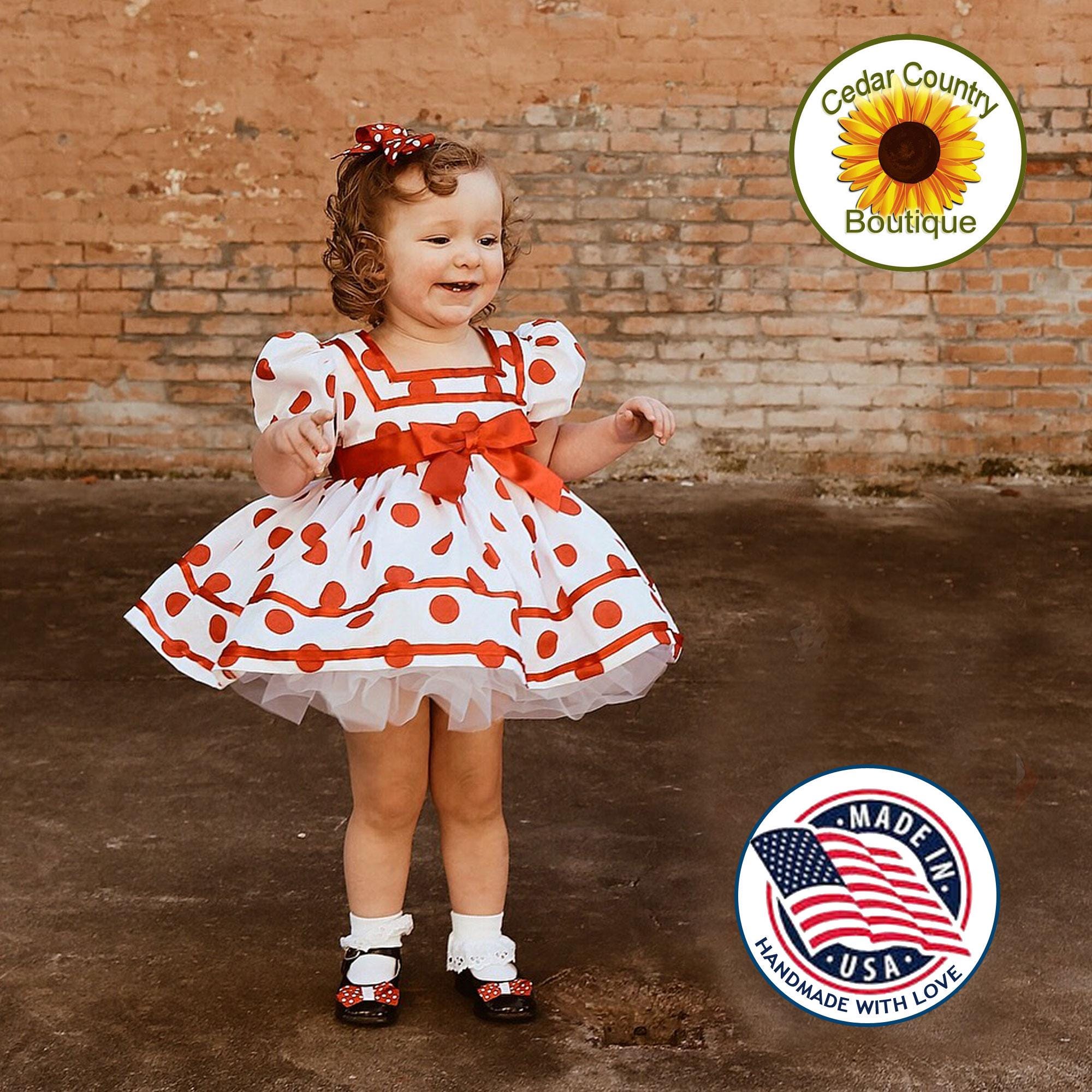 White & Red Polka Dot Shirley Temple Baby Doll Style Short