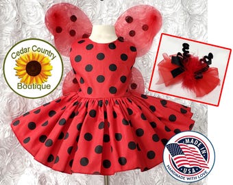 Baby Ladybug Dress Costume, Wings & Antenna Bow