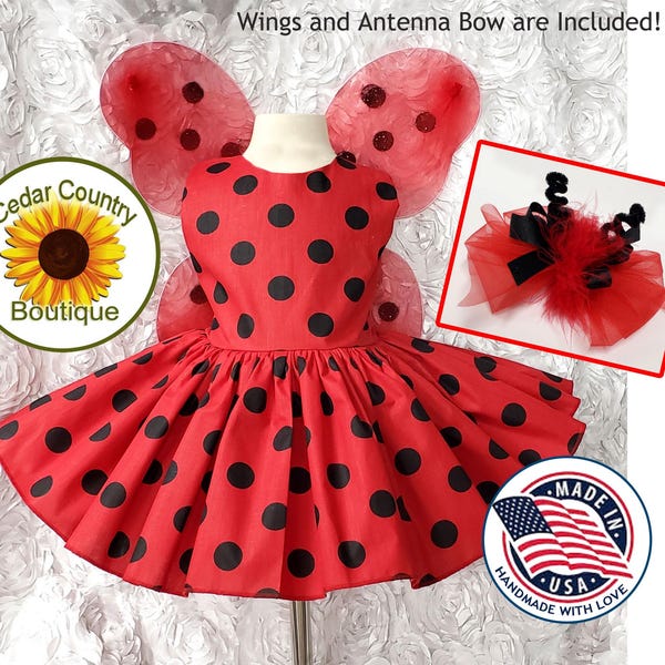 Baby Ladybug Dress Costume, Wings & Antenna Bow