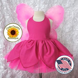 Hot Pink Petals Skirt Fairy Dress with built in petticoat Halloween Costume Infant Baby Toddler Girl, Fairy Princess Costume Dress
