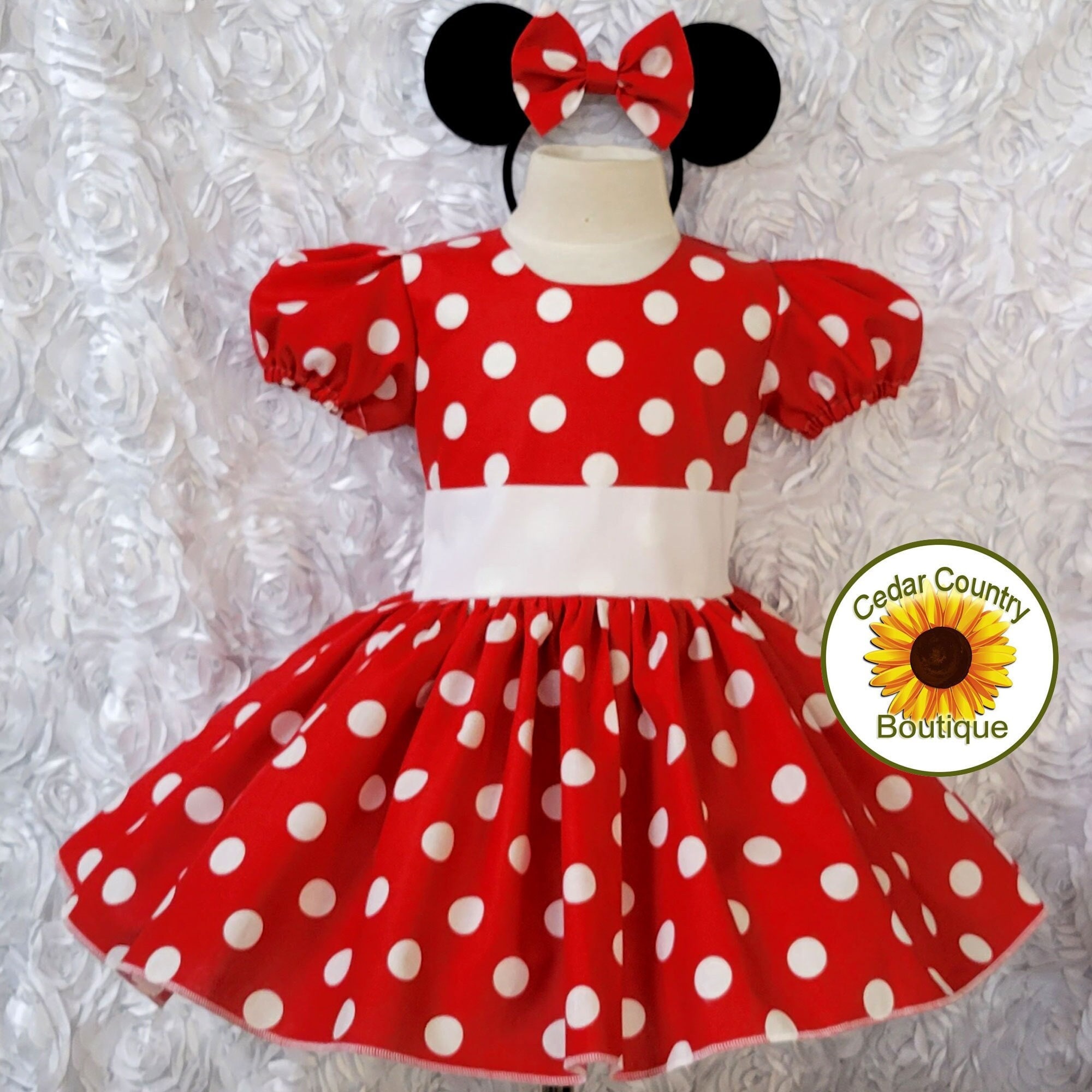 Disney Baby Minnie Mouse Outfit Costume Girls 6-12 Months Ears Dress NEW ah
