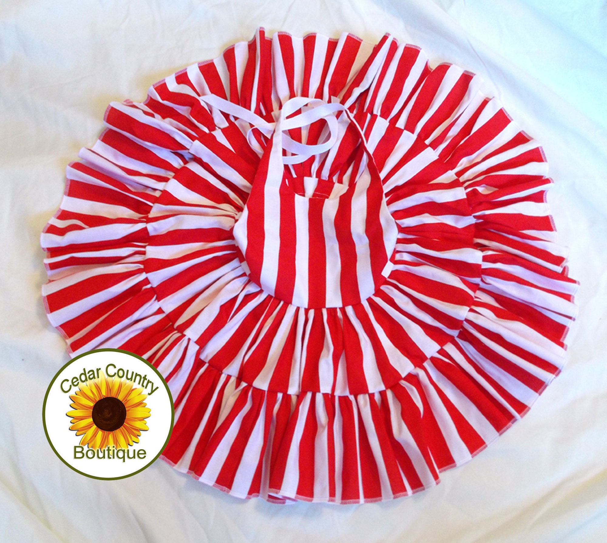 Red and White Stripe Halter Dress with full Twirly skirt, Twirly Infant Baby Toddler Girl Halter Sundress Pageant Dress Square Dance Dress
