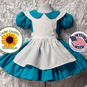 Alice in Wonderland Puffy Sleeve Dress with Apron Halloween Costume Infant Baby Toddler Girl, Alice in Wonderland Costume Dress