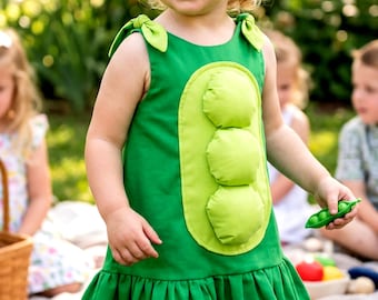 Sweet Pea Infant Baby Toddler Girls Costume Halloween Costume Sweet Pea Peas in a Pod with matching hair bow