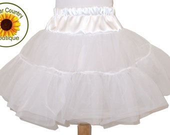 Two Layer Organdy and Satin Fluffy Petticoat, Square Dance Petticoat for Twirly Skirt Dresses Infant Baby Toddler Girls Can Can Petticoat