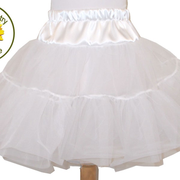 Two Layer Organdy and Satin Fluffy Petticoat, Square Dance Petticoat for Twirly Skirt Dresses Infant Baby Toddler Girls Can Can Petticoat