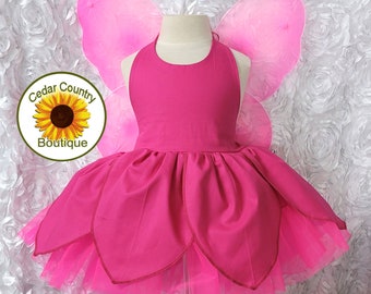 Hot Pink Petals Skirt Fairy Dress with built in petticoat Halloween Costume Infant Baby Toddler Girl, Fairy Princess Costume Dress