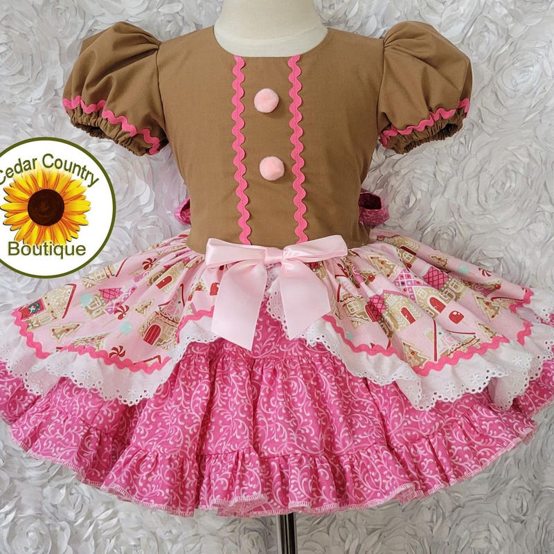 Magnolia Baby Little Girls Pink Sweet Gingerbread Holiday Dress
