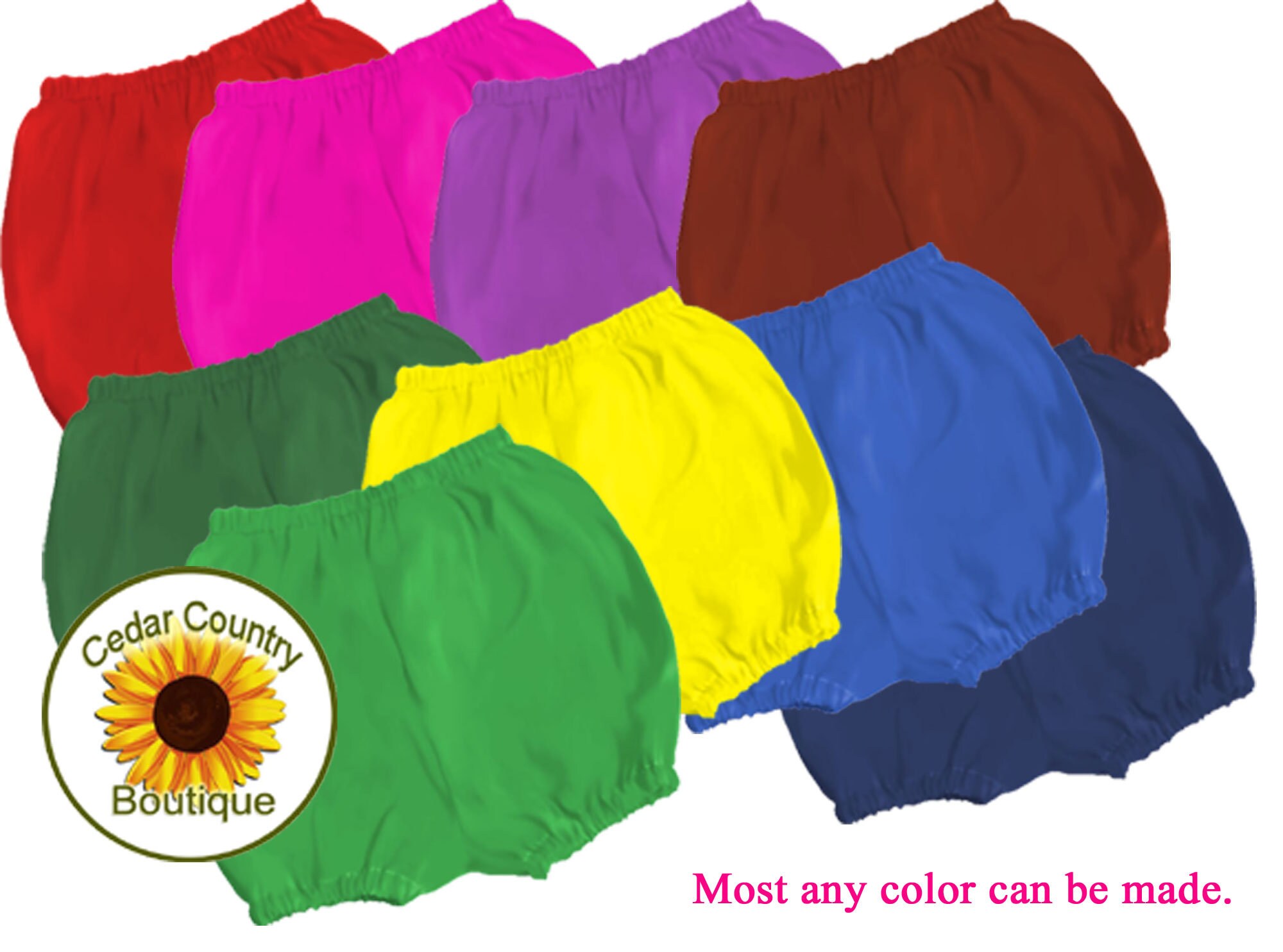 Colorful Bloomers Diaper Cover in your choice of color.  For Baby, Infant, Toddlers, and Girls.