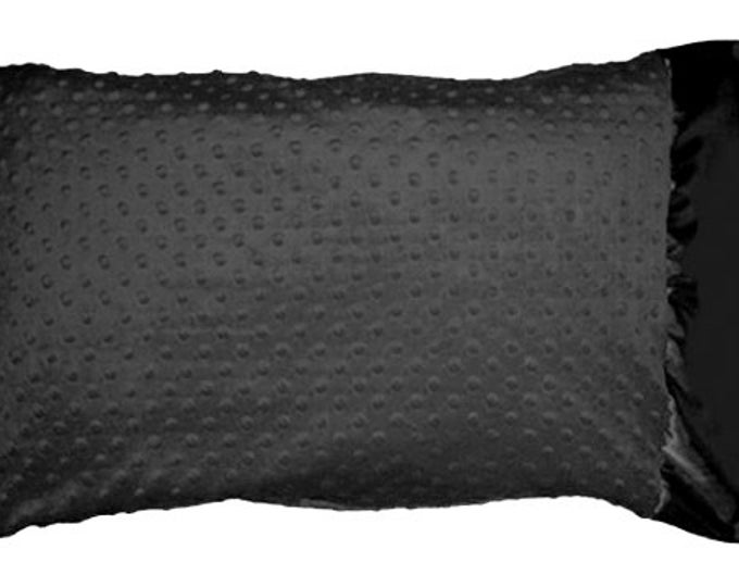 Black Minky Dot Pillowcase Pillow Case With Black Satin Trim, Soft