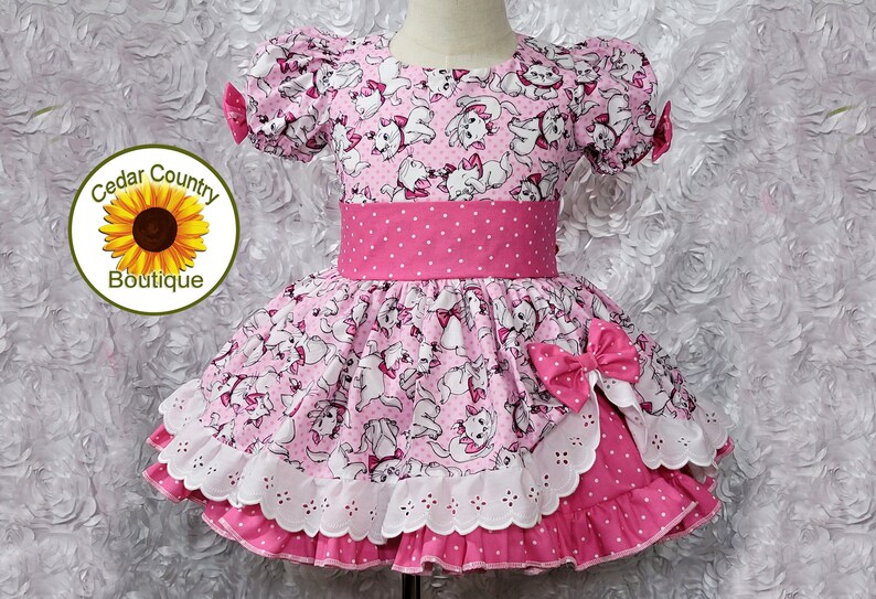 Baby Girl New Dress In Cat Design #MJF421 main image 1
