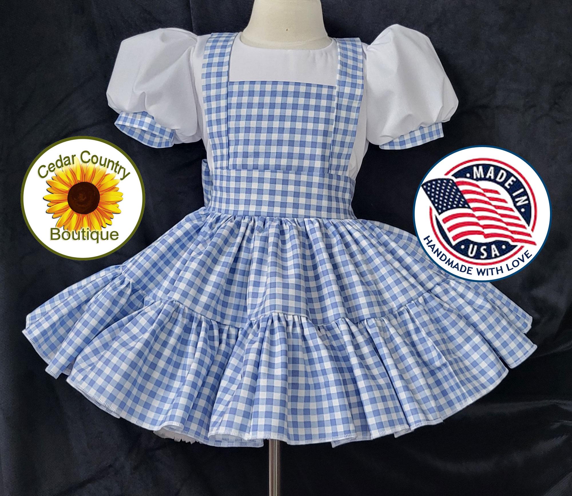 Dorothy Wizard of Oz Costume Dress: Puffy Sleeve Gingham Skirt