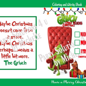 Christmas Grinch Coloring and Activity Book digital Download