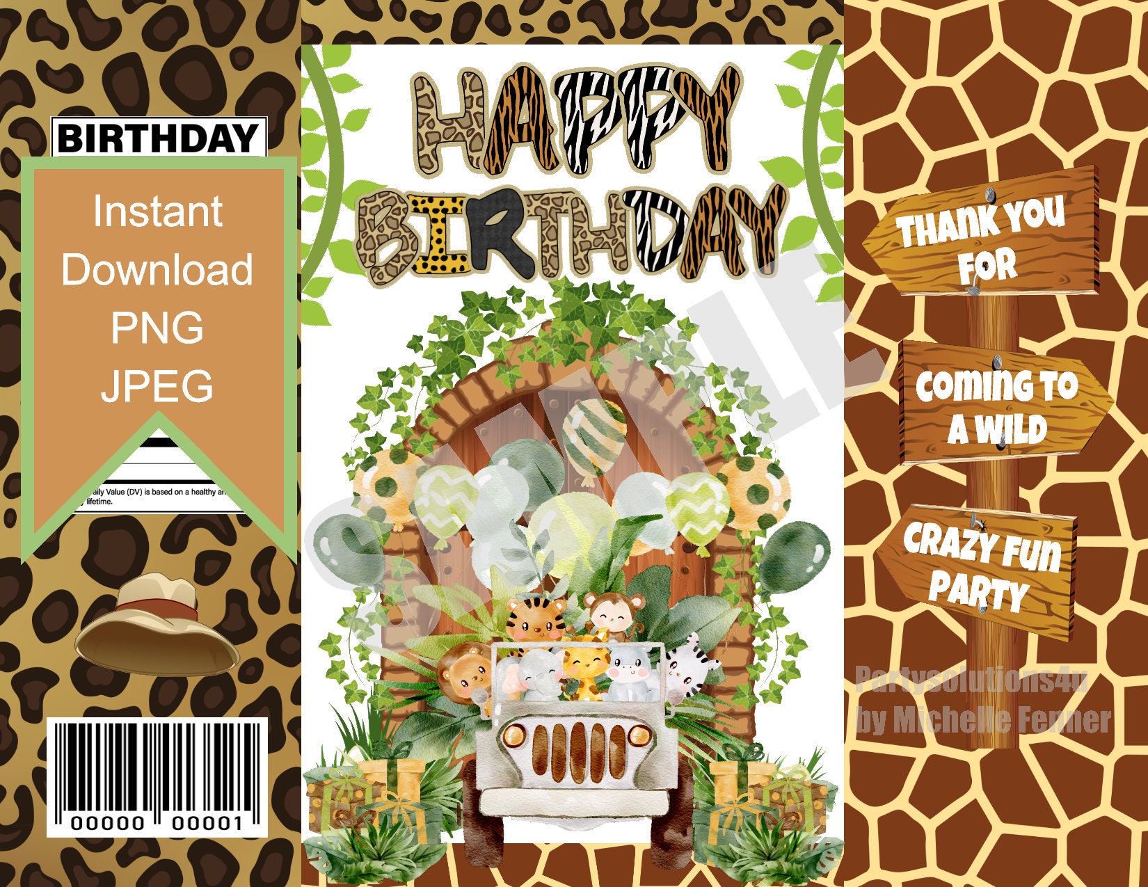 Safari Happy Birthday Printables Chipb Ag, Water Bottle Label and Juice ...