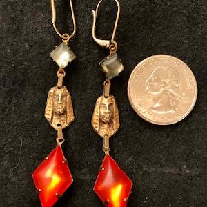 Vintage Egyptian Revival Drop Earrings