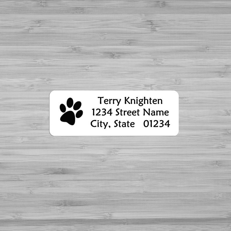 Return Address Labels Paw Print Personalized Labels Dog Etsy